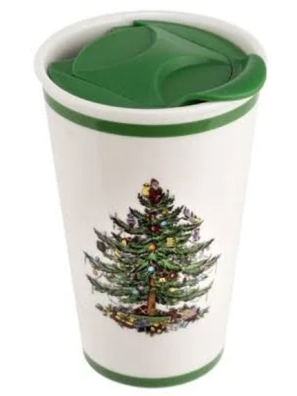 Spode White & Green Christmas Tree Travel Mug